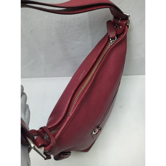 Coach Red Leather Duffle Zipper Closure Crossbody Shoulder Bag - Picture 7 of 16